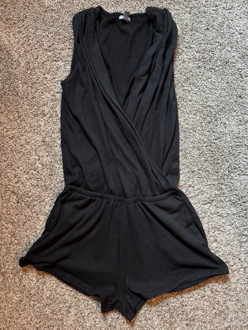 aerie Black Sleeveless Surplice Romper